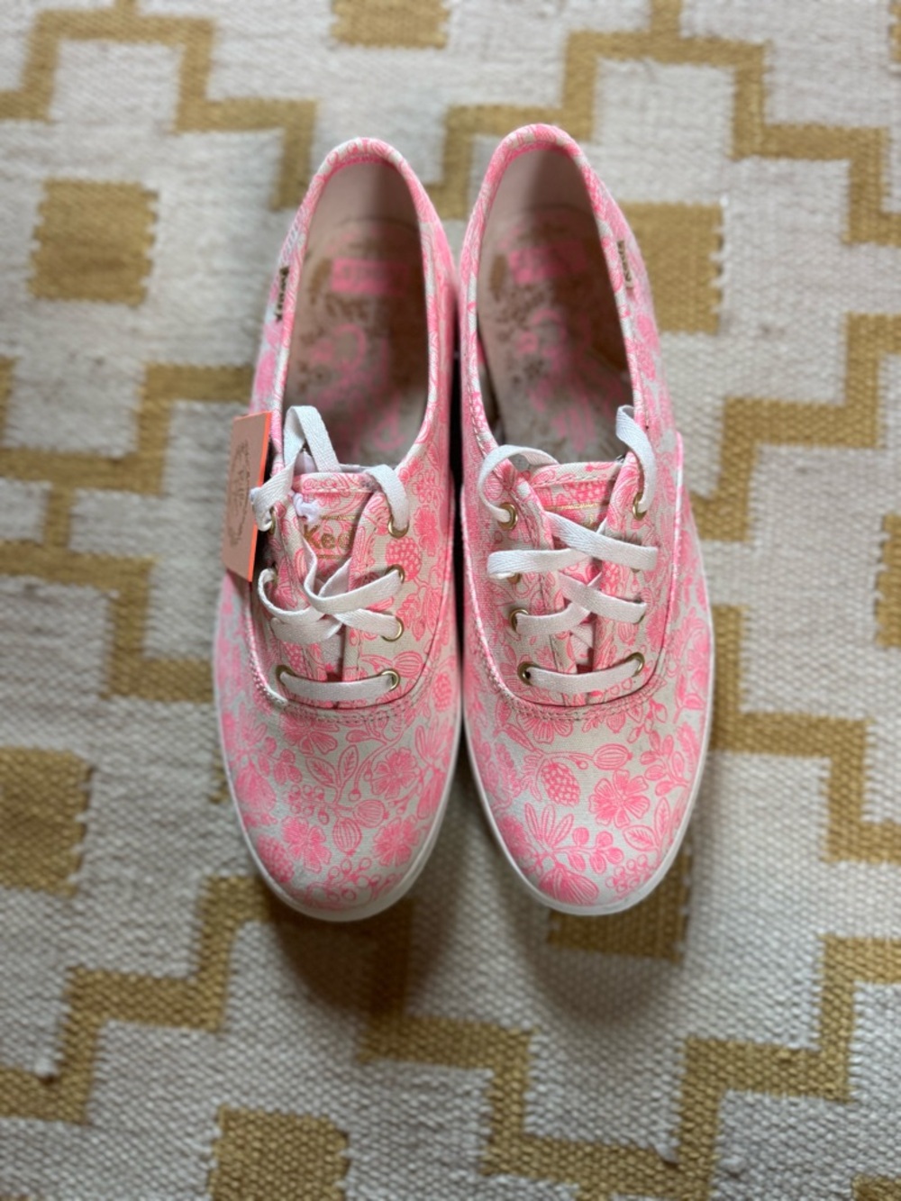 Keds Pink Floral Canvas Sneakers with White Laces